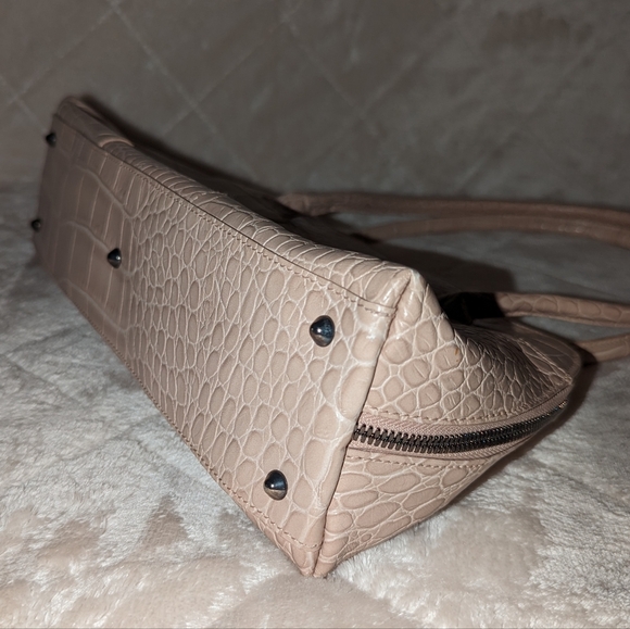 Furla Croc Embossed Beige Leather Satchel - Picture 11 of 15